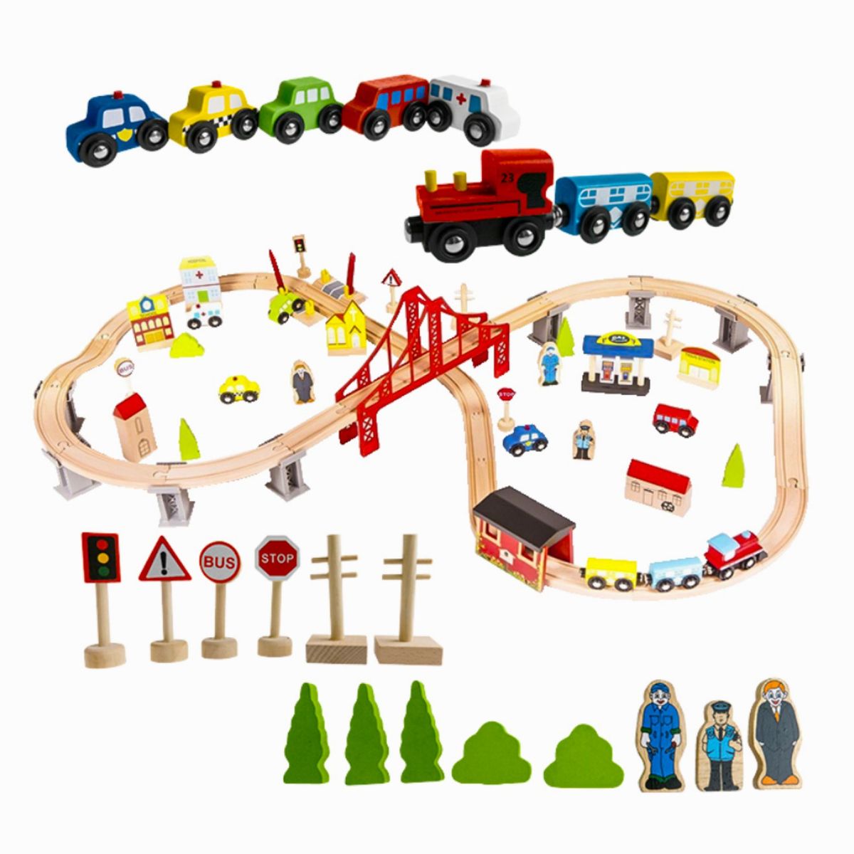 KIDSCOOL - Pista didáctica de trenes City con 70 piezas