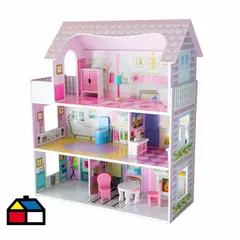 KIDSCOOL - Casa de Muñecas Little con Accesorios 60x70x25 cm Rosado Desde 2 años