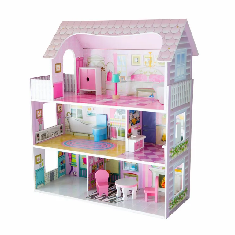 KIDSCOOL Casa de Muñecas Little con Accesorios 60x70x25 cm Rosado Desde 2 años