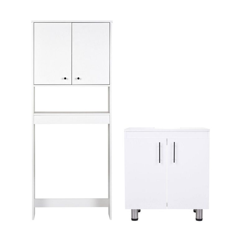 Combo Estante 2 Puertas/Vanitorio Blanco 64x160x21 cm