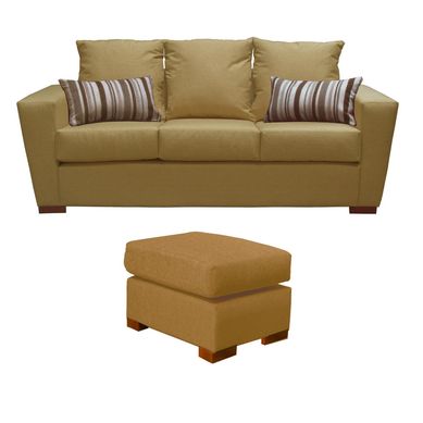 Sof Amber 3 cuerpos + pouf beige