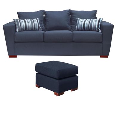 Sof Amber 3 cuerpos + pouf marengo