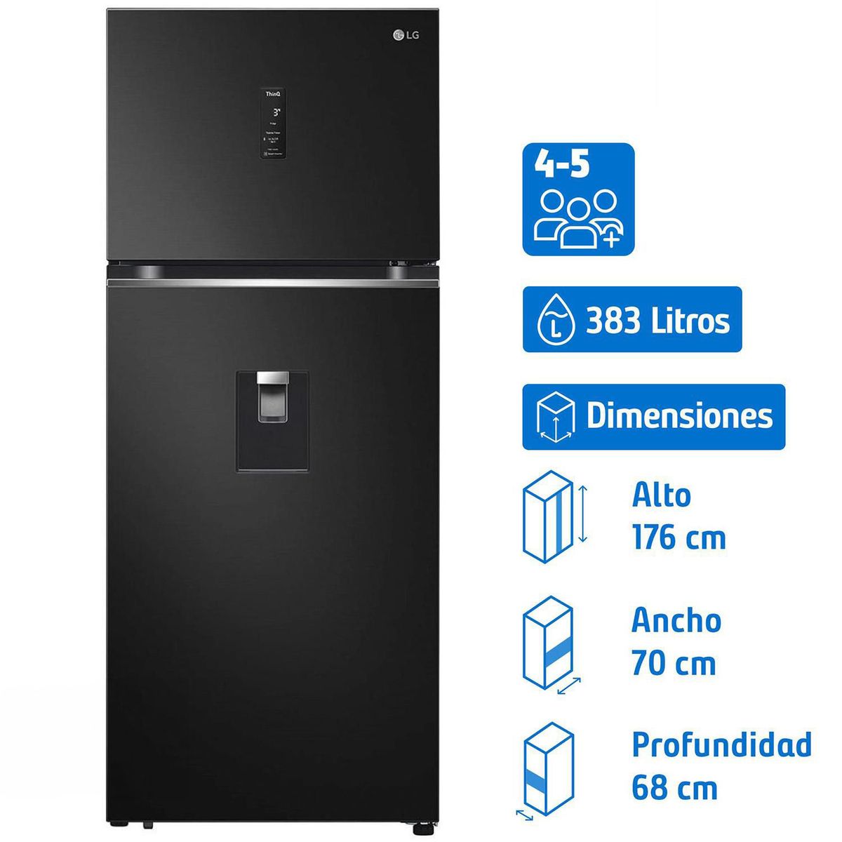 LG - Refrigerador Top Freezer No Frost 383 Litros VT40APD