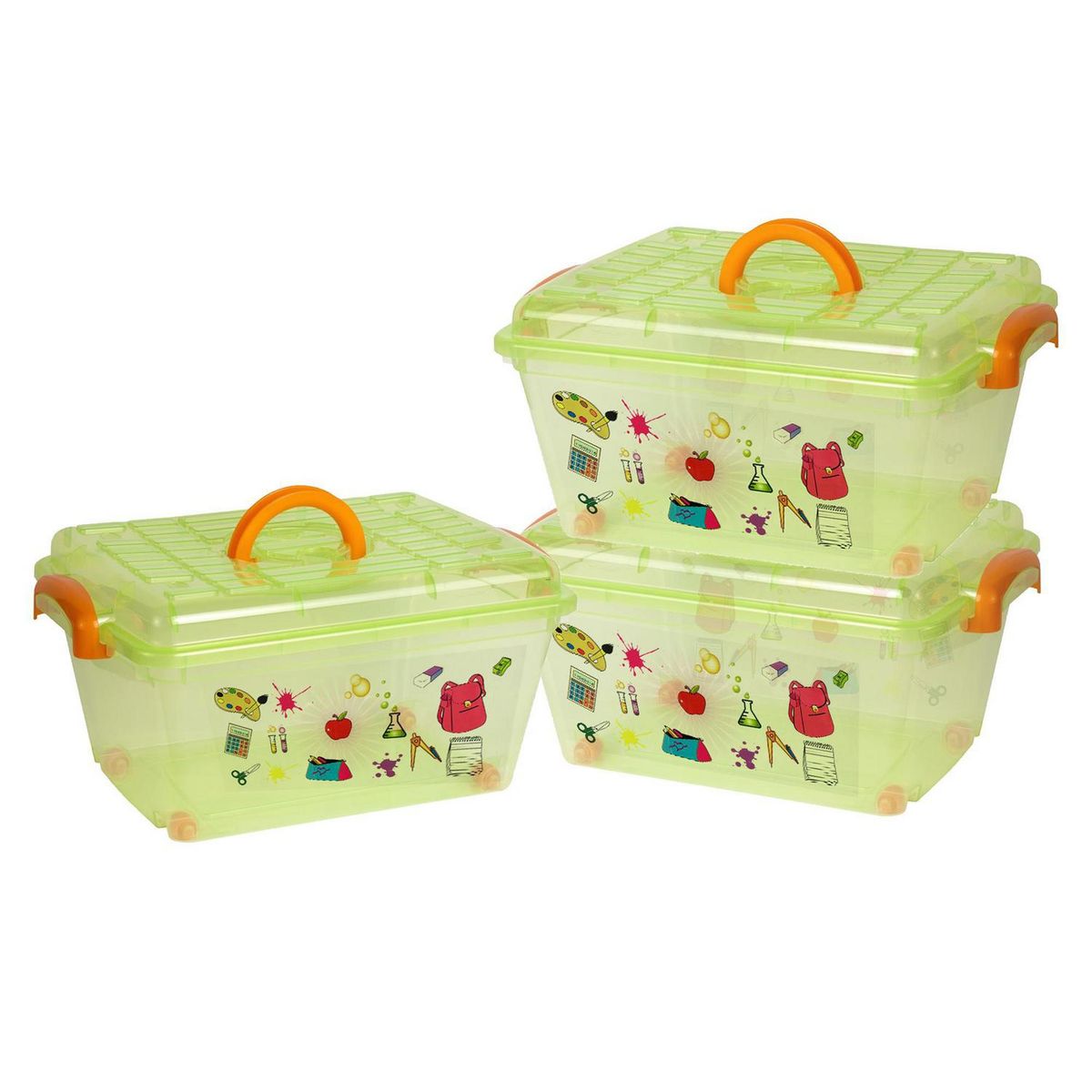 JENNY HOME - Set 3 Cajas 33x23x48 cm 25 l Verde - celeste