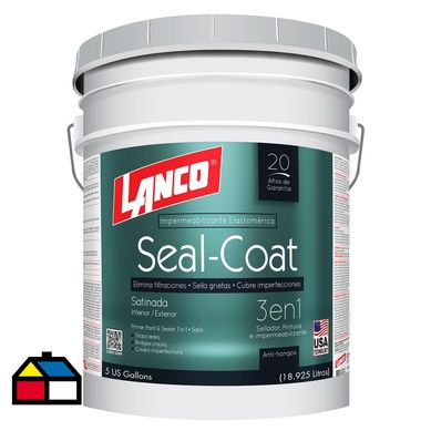 Esmalte al agua 3 en 1 seal coat blanco satinado b/deep 4 galones