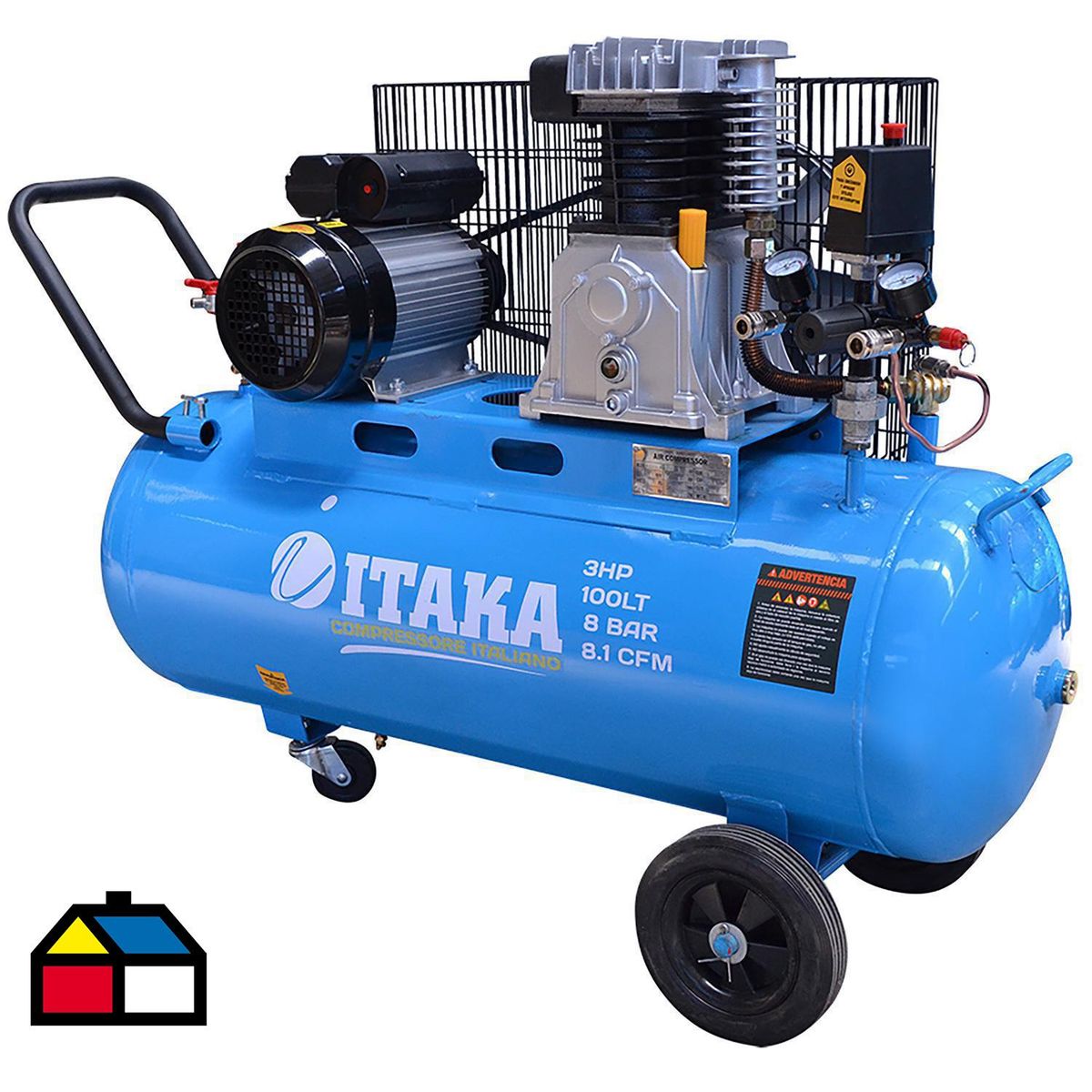 ITAKA - Compresor de Aire Horizontal 2200 W 100 Litros IT-30100