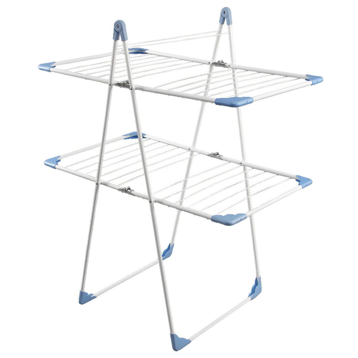 JENNY HOME - Tendedero de Ropa Alas 2 Bandejas Plegable Acero 62x120x96 cm Blanco