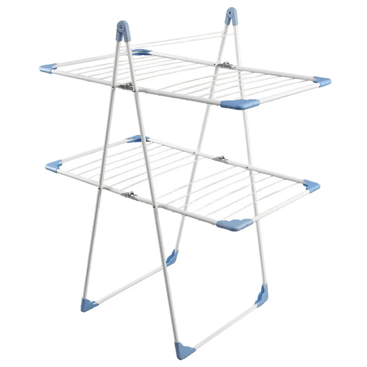 JENNY HOME - Tendedero de Ropa Alas 2 Bandejas Plegable Acero 62x120x96 cm Blanco