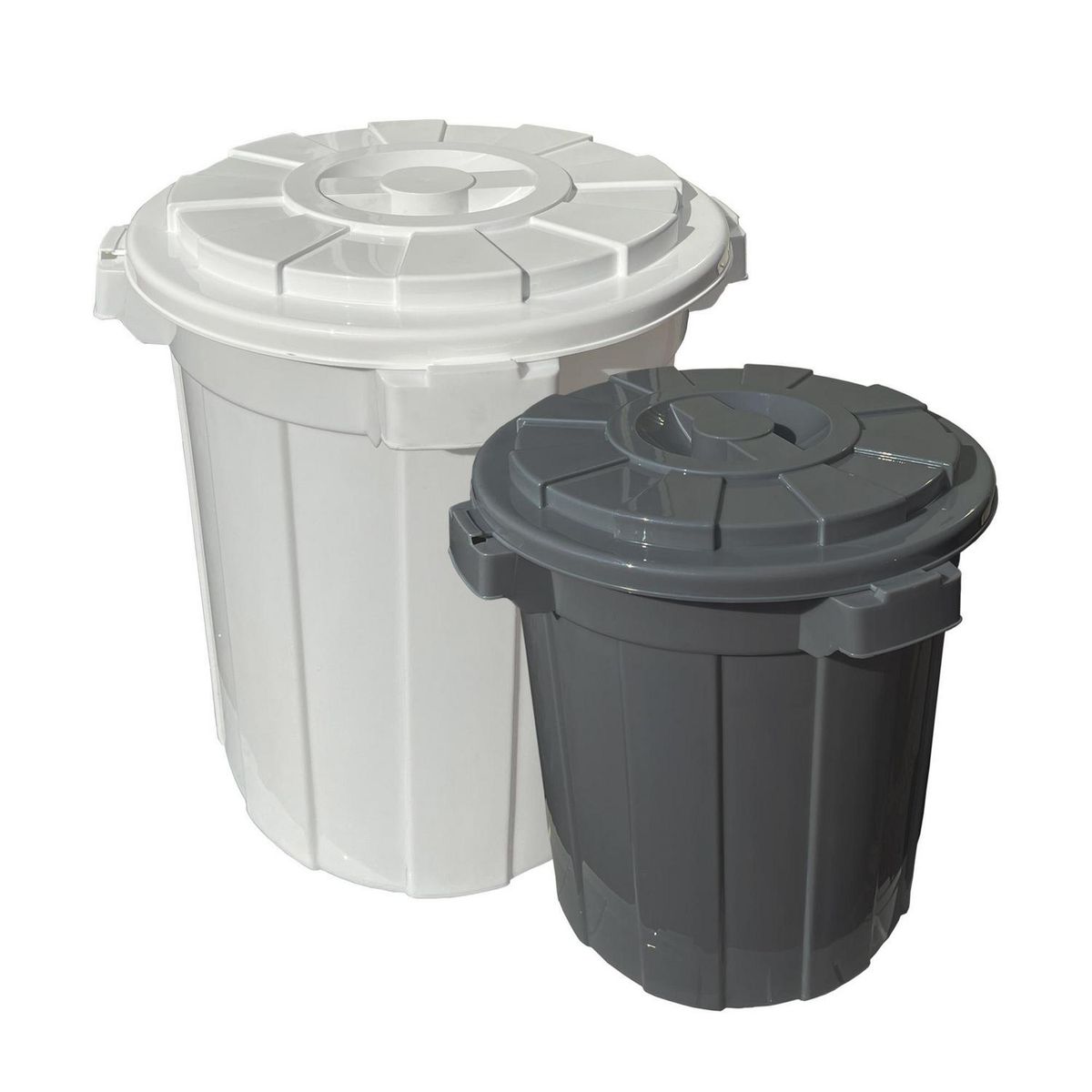 JENNY HOME - Pack 2 Basureros 65y 40 Litros Plástico Blanco - Verde