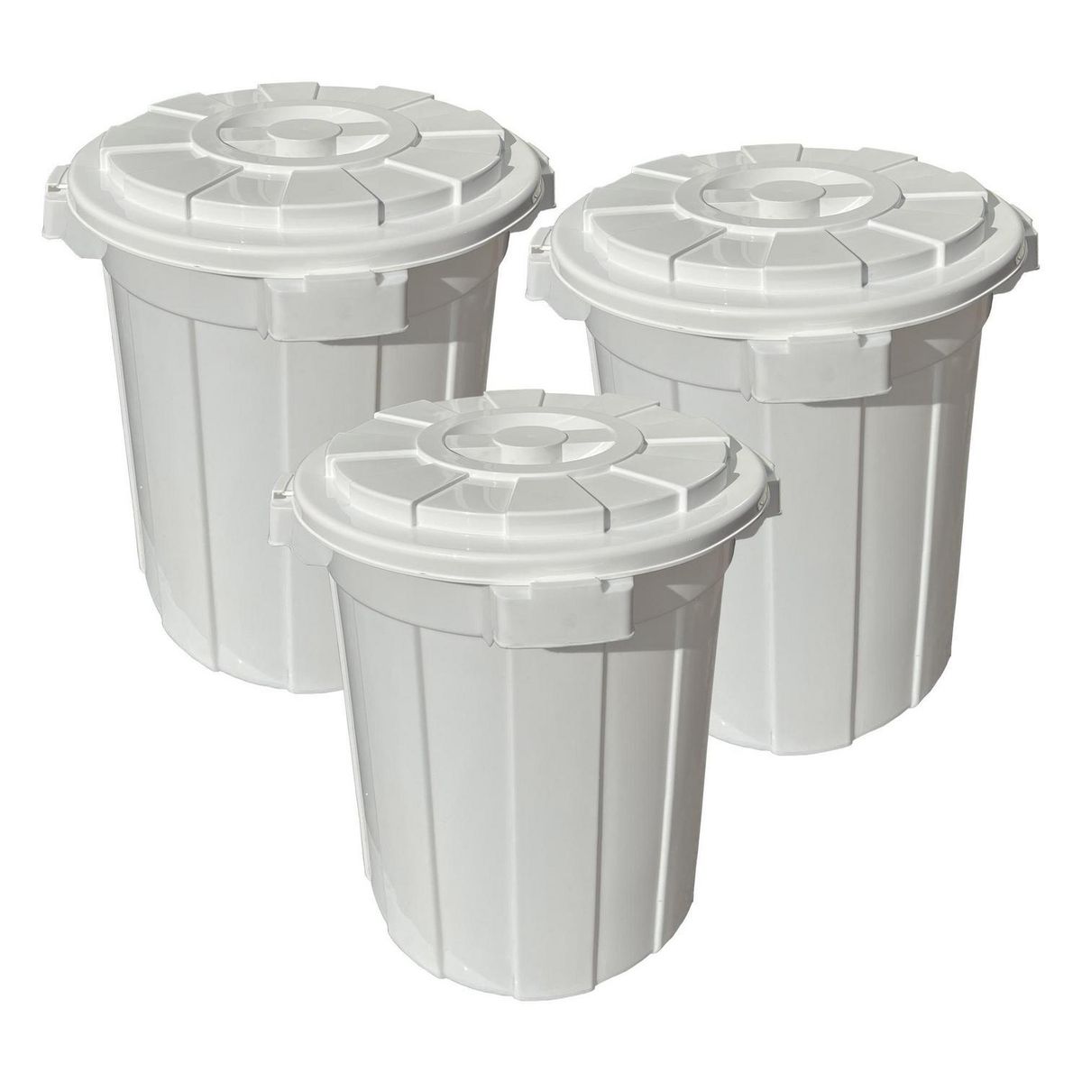 JENNY HOME - Pack 3 Basureros 65 Litros Plástico Blanco