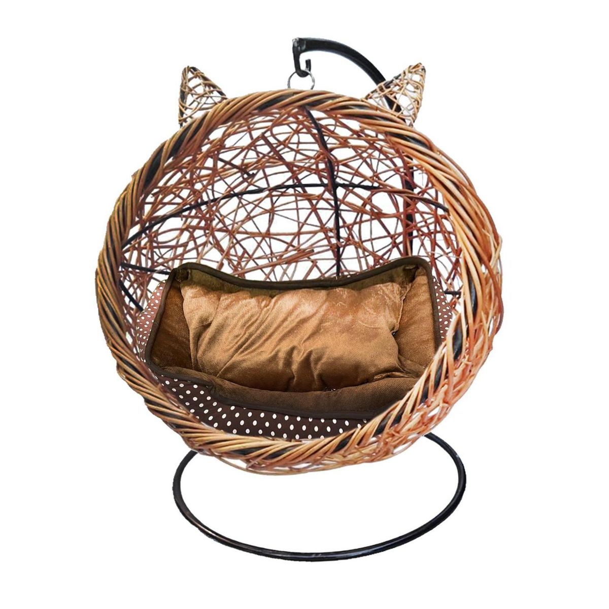 JENNY HOME - Cama Mimbre para Gato 65x48x50 cm Café - Negro