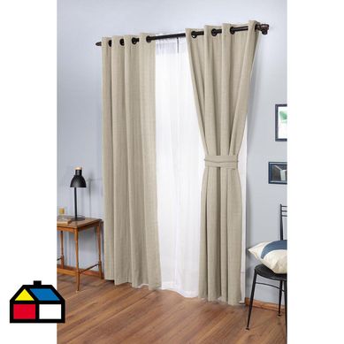 Combo Cortina de Tela Camila 2 Paos/2 Velos/2 Abrazaderas