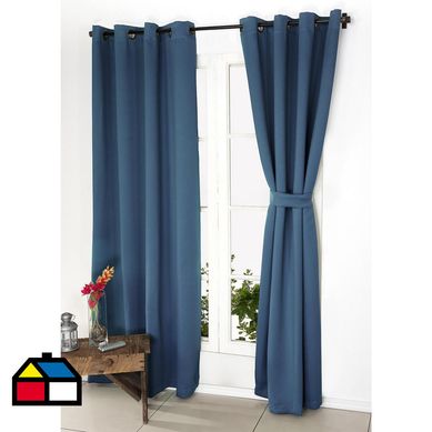 Juego cortinas 2 paos victoria (blackout tejido) azul