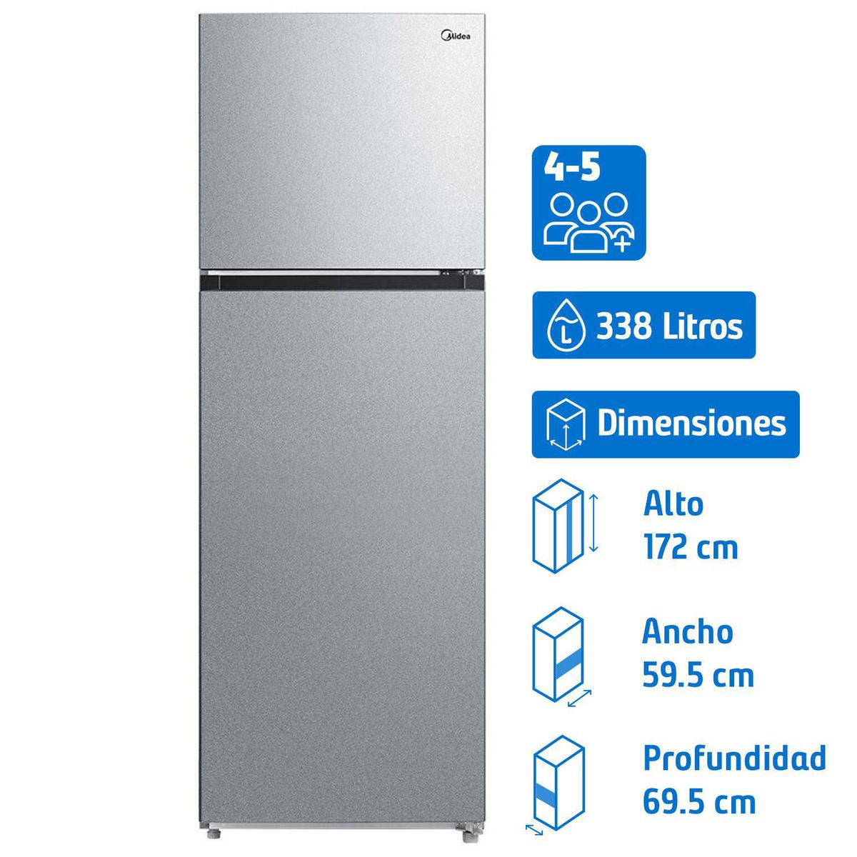 MIDEA - Refrigerador Top Freezer No Frost 338 Litros MDRT489MTE50