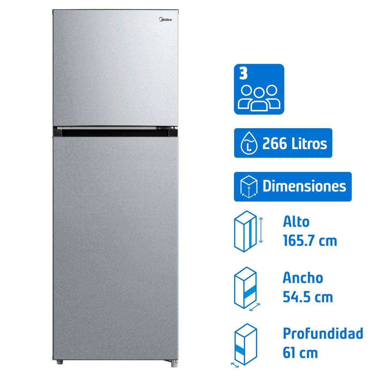MIDEA - Refrigerador Top Freezer No Frost 266 Litros MDRT385MTE50