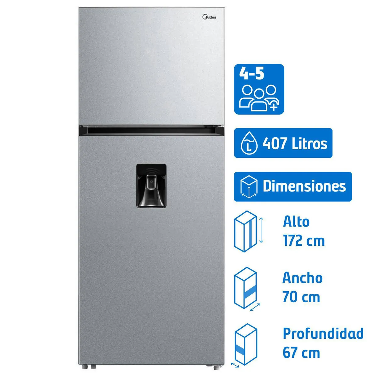 MIDEA - Refrigerador Top Freezer No Frost 407 Litros MDRT580MTE50