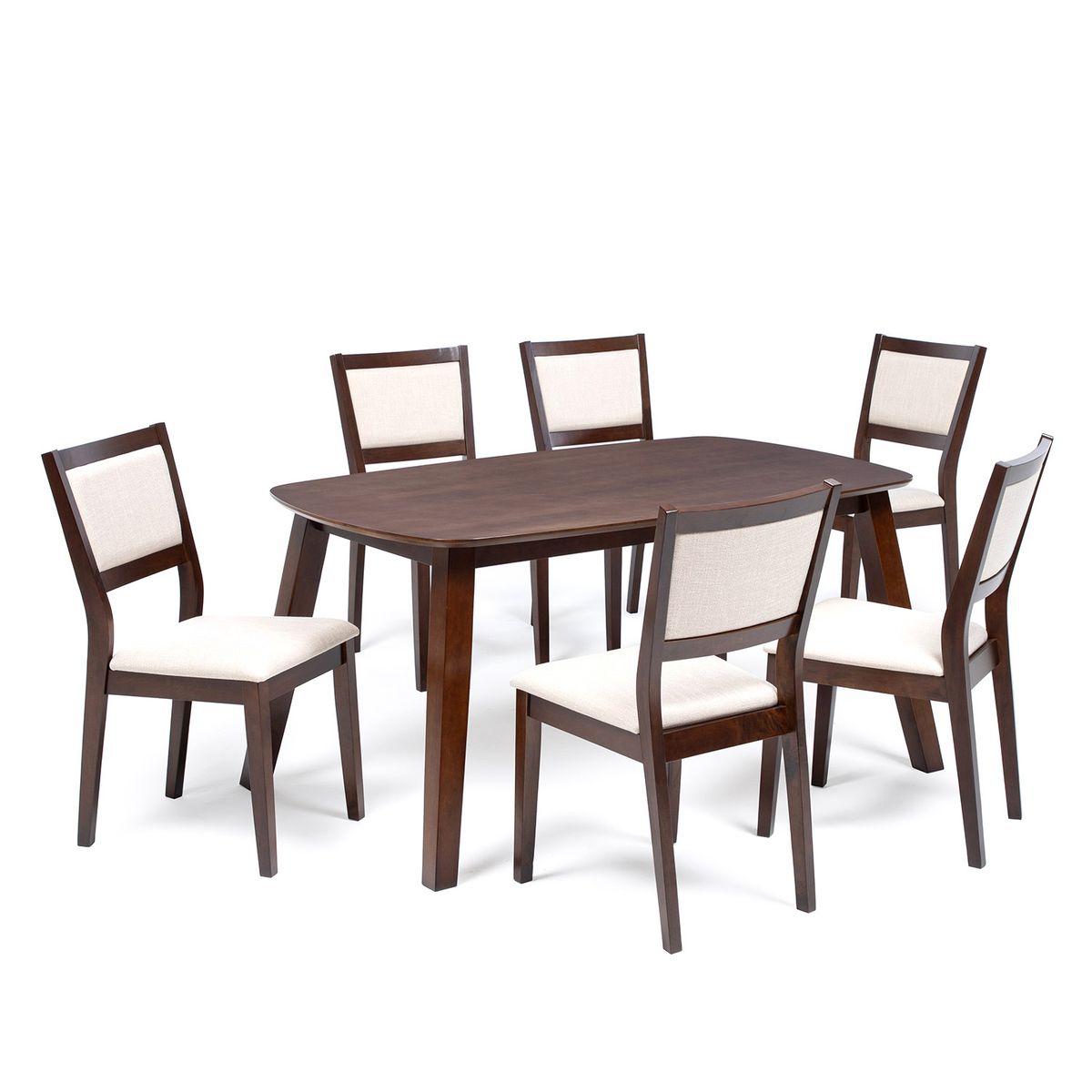 EXIT - Juego de Comedor Chester 6 Sillas Mesa Rectangular 90x74x150 cm Marrón