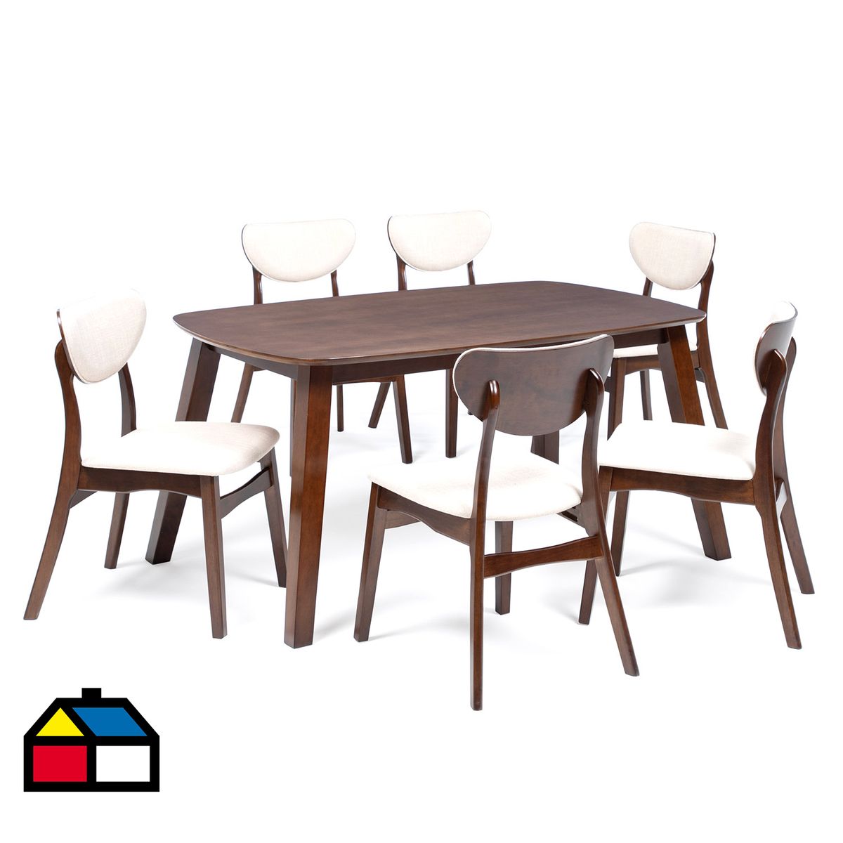 EXIT - Juego de Comedor Kitty 6 Sillas Mesa Rectangular 90x74x150 cm Marrón