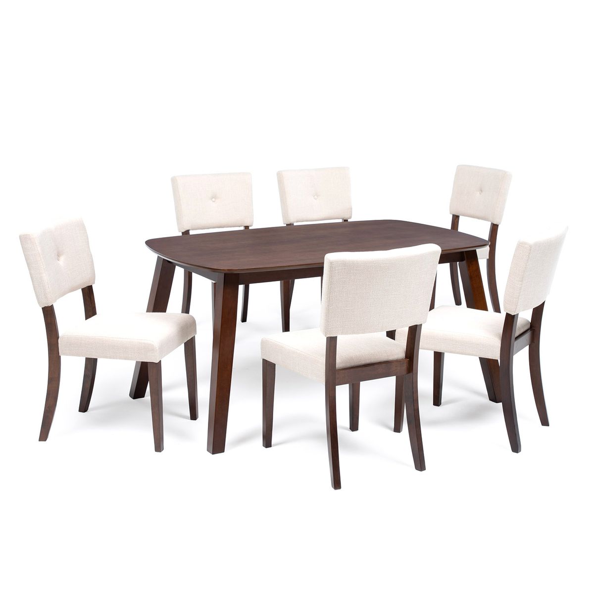 EXIT - Juego de Comedor Milan 6 Sillas Mesa Rectangular 90x74x150 cm Marrón