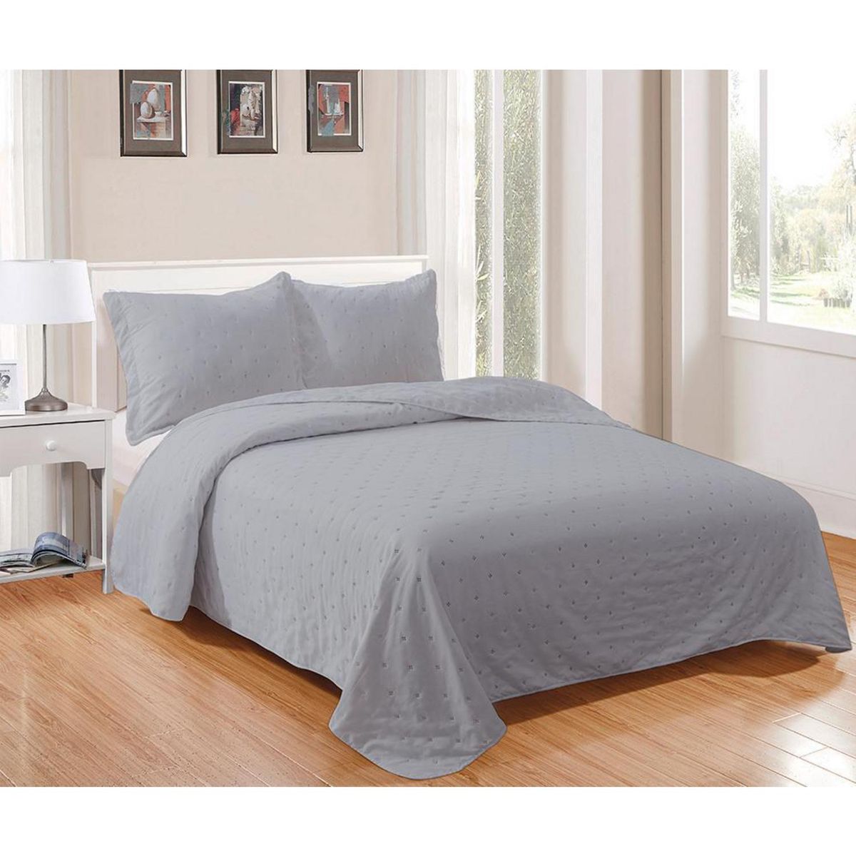 MASHINI - Cubrecama Quilt King Cordoba Lisa Gris