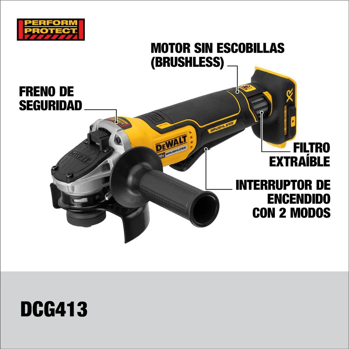 DEWALT - Esmeril angular inalámbrico 4,5" 20V + 2 baterías