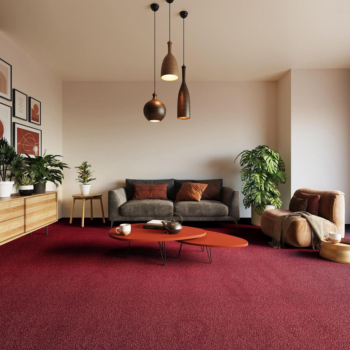 ETERSOL - Alfombra 4x4 m Terra Rojo 16 m2