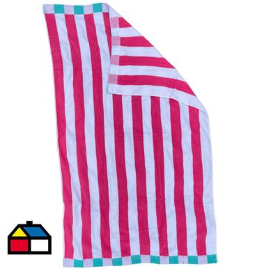 Toalla de playa adulto rayada fucsia 90x160 cm
