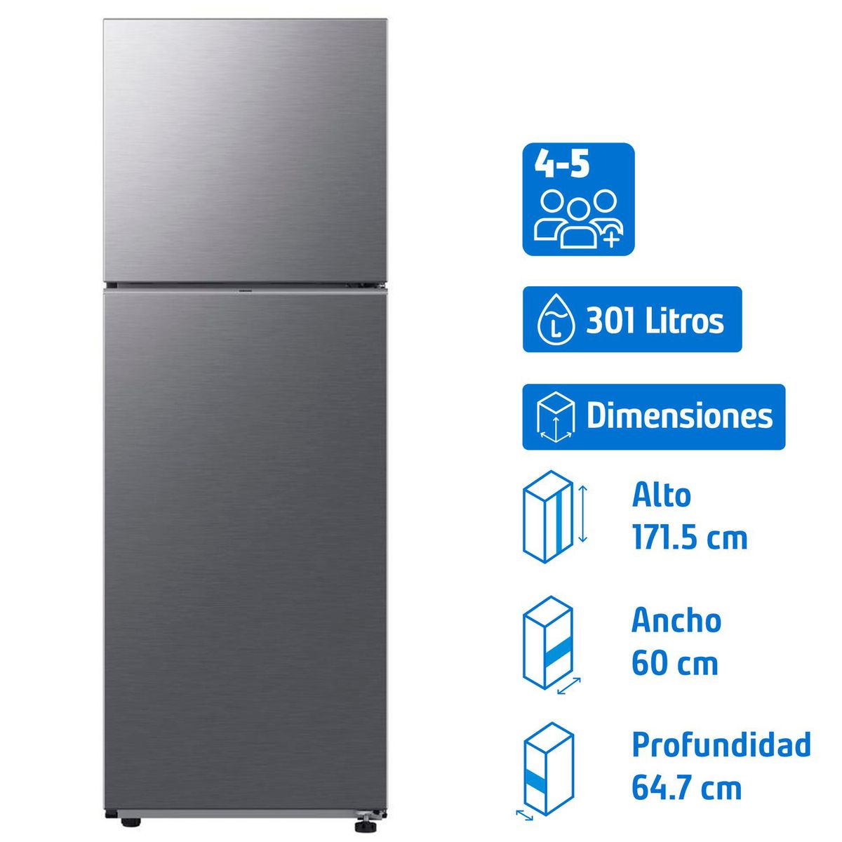 SAMSUNG - Refrigerador Top Freezer No Frost 301 Litros Inox RT31CG5420S9ZS