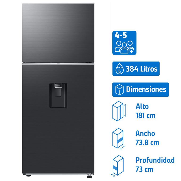 SAMSUNG Refrigerador Top Freezer No Frost 389 Litros Negro RT38CG6720B1ZS