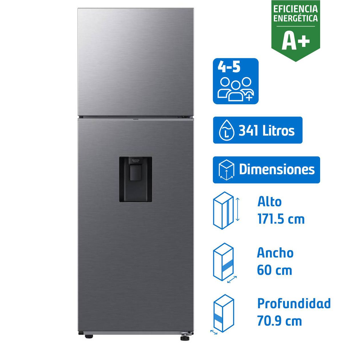 SAMSUNG - Refrigerador Top Freezer No Frost 341 Litros Inox RT35CG5540S9ZS