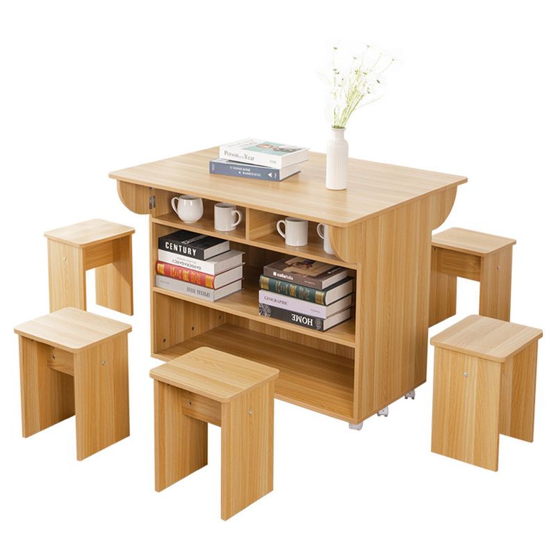 PERFECT SEAT - Juego de Comedor Isla  6 Sillas Mesa Rectangular 80x76x100 cm Madera