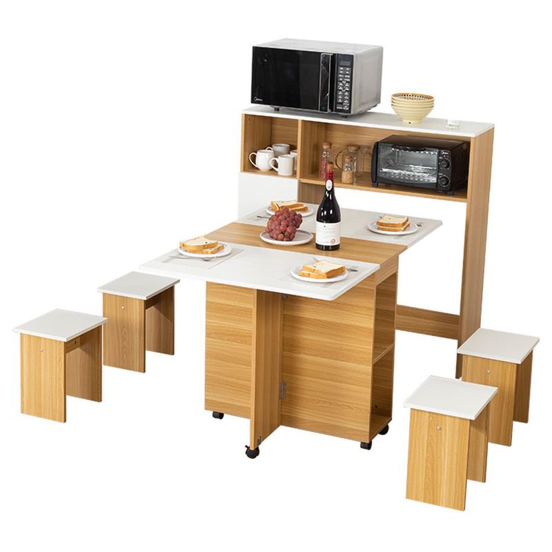 PERFECT SEAT - Juego de Comedor  4 Sillas Mesa Rectangular 75x76x120 cm Madera/Blanco