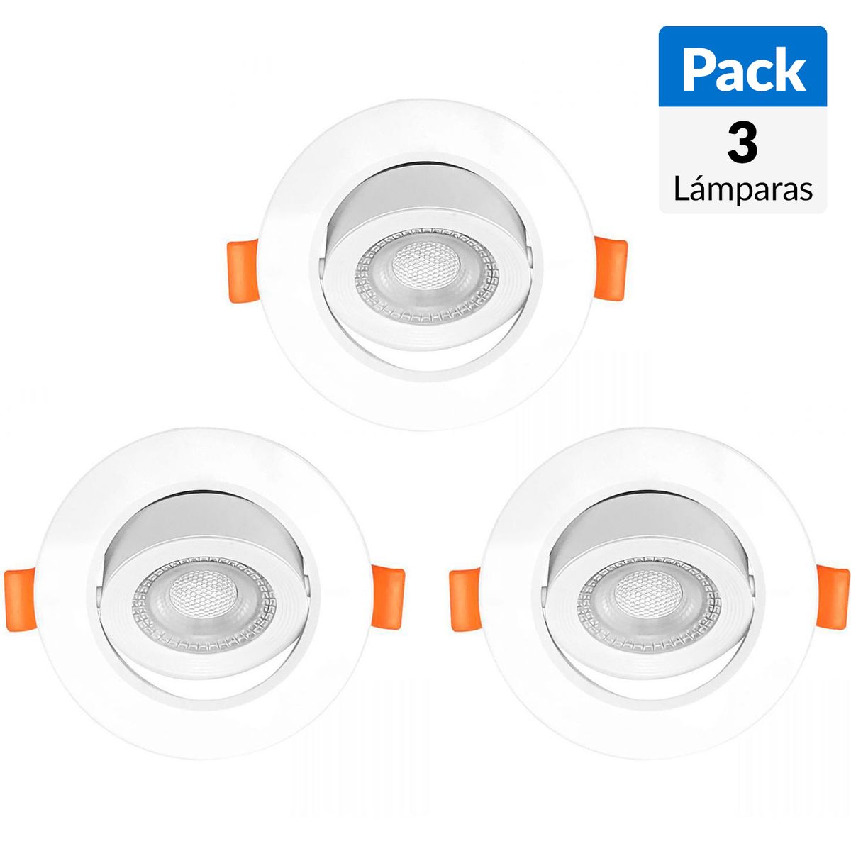 MEGABRIGHT - Pack 3 focos dirigibles led 6,5w 3000K 90x42mm