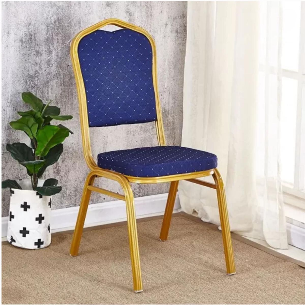 IMPORTADORA USA - Silla Comedor Apilable Eventos Azul 90x45x40 cm