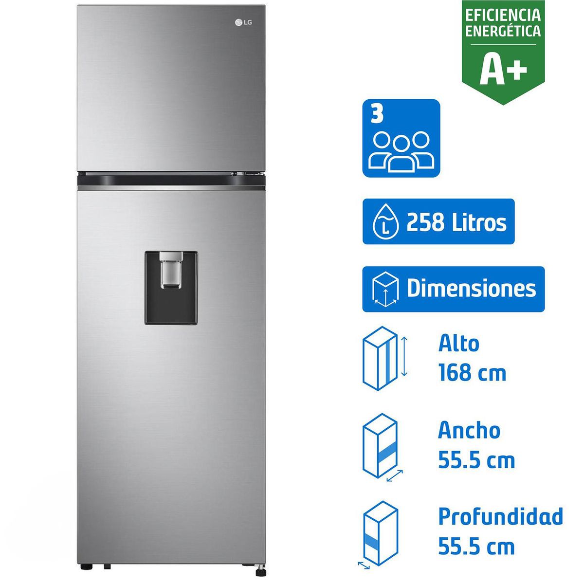 LG - Refrigerador Top Freezer No Frost 262 Litros Platinum Silver VT27WPP