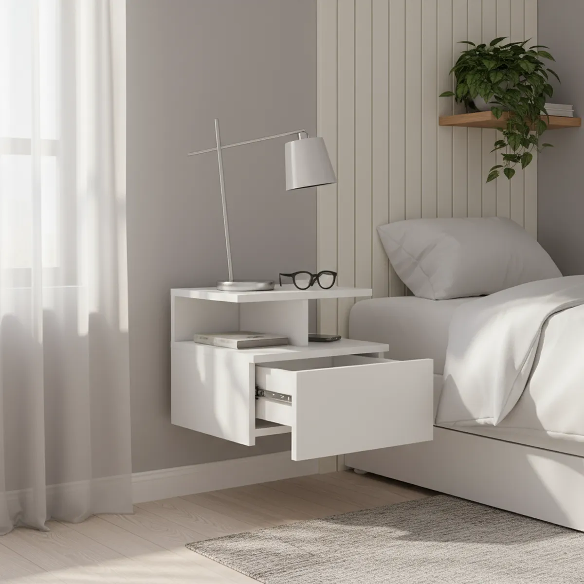 TUHOME - Velador 1 Cajón(es) Dreams 35.6x29.5x33.6 cm Blanco