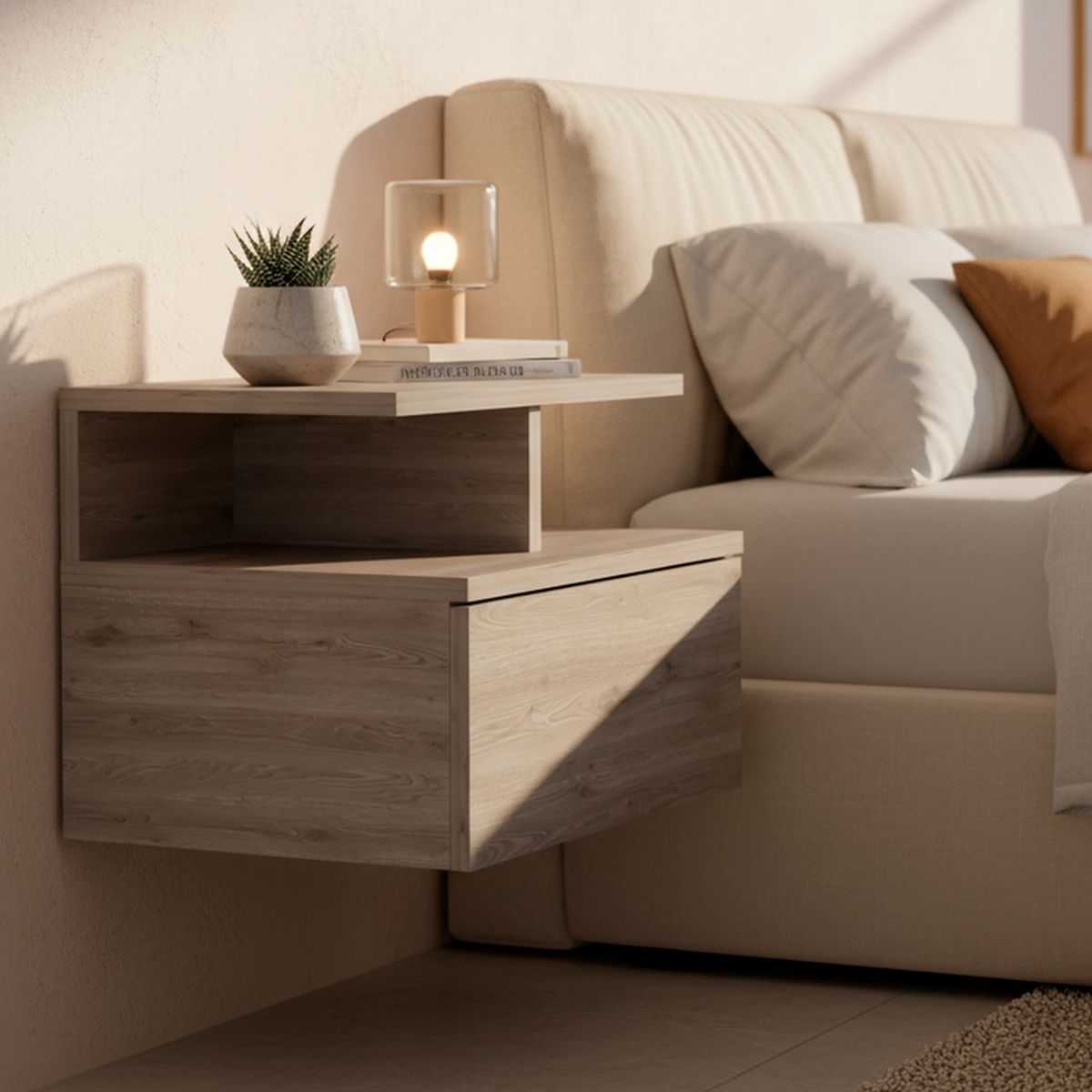 TUHOME - Velador 1 Cajón(es) Dreams 35.6x29.5x33.6 cm Ceniza