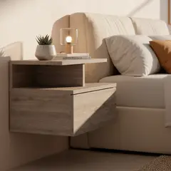 TUHOME - Velador 1 Cajón(es) Dreams 35.6x29.5x33.6 cm Ceniza