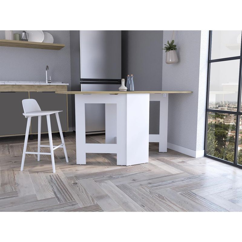 TUHOME - Mesa abatible compact - blanco / macadamia
