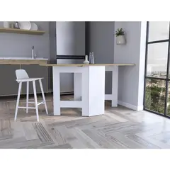 TUHOME - Mesa abatible compact - blanco / macadamia