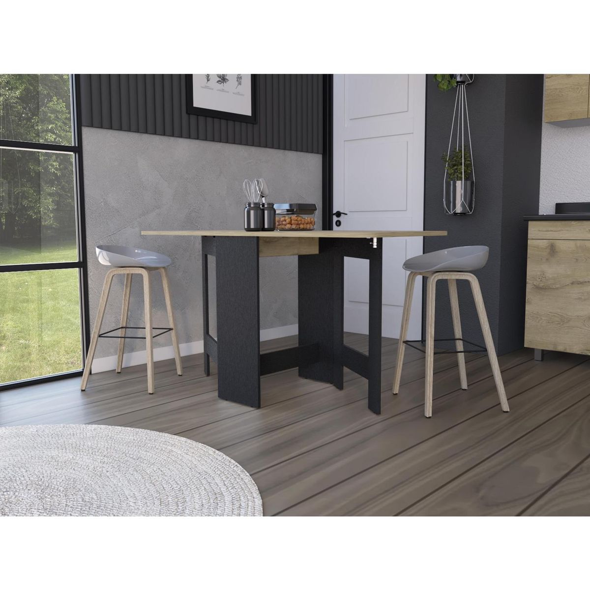 TUHOME - Mesa abatible compact - wengue / macadamia