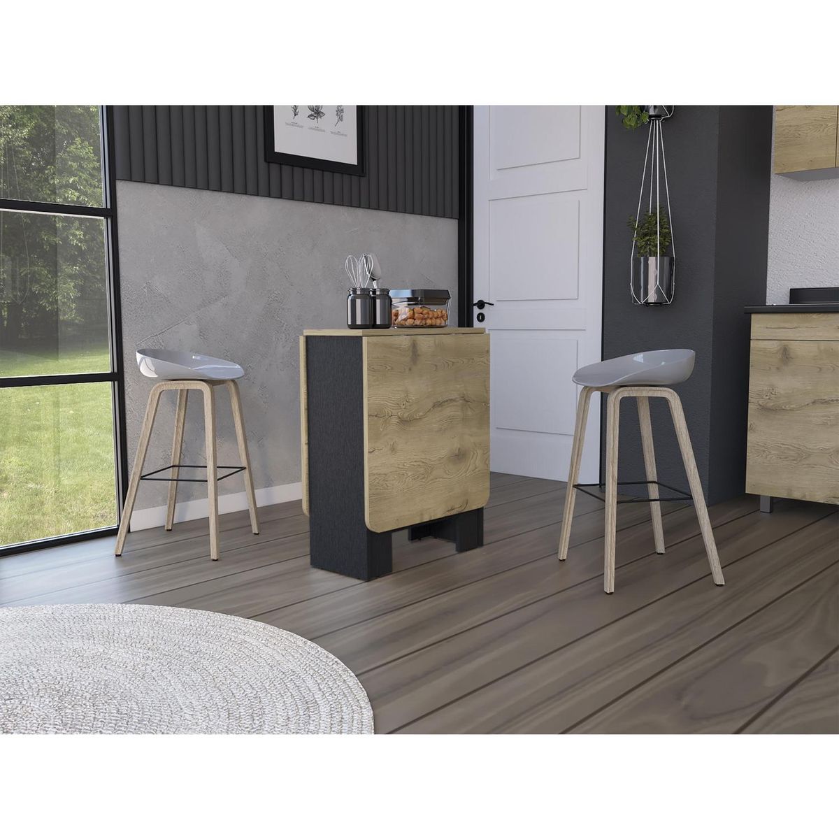 TUHOME - Mesa abatible compact - wengue / macadamia