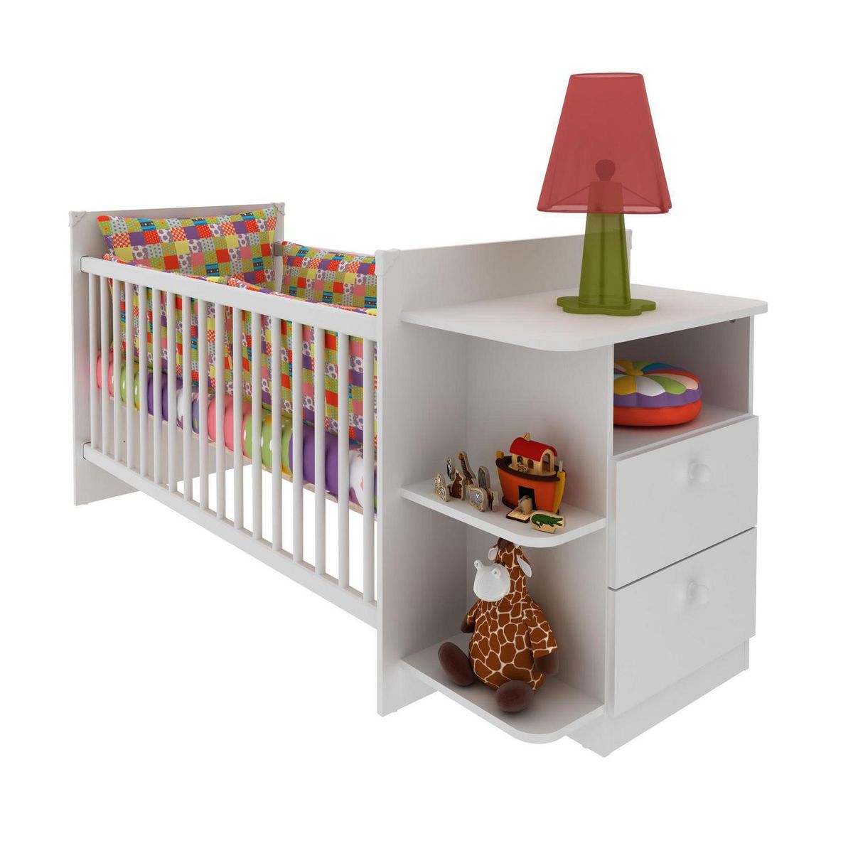 TECNOMOBILI - Cuna blanca BE1003 2 cajones 169x80,4x68 cm