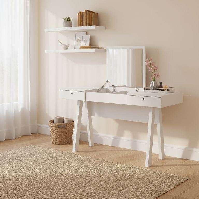 Tocador 2 Cajón 131,5x75,5x52 cm Blanco