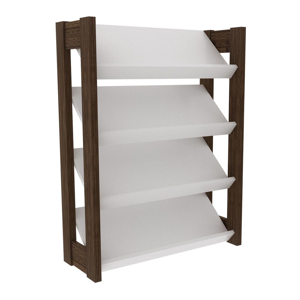 TECNOMOBILI - Zapatera MDP 4 Nivel(es) 69x90.5x26.2 cm Blanco/Nogal