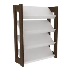 TECNOMOBILI - Zapatera MDP 4 Nivel(es) 69x90.5x26.2 cm Blanco/Nogal