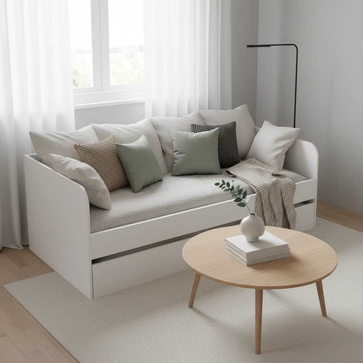 TECNOMOBILI - Sofá Cama Blanco 193x95,2x68 cm sin Colchón