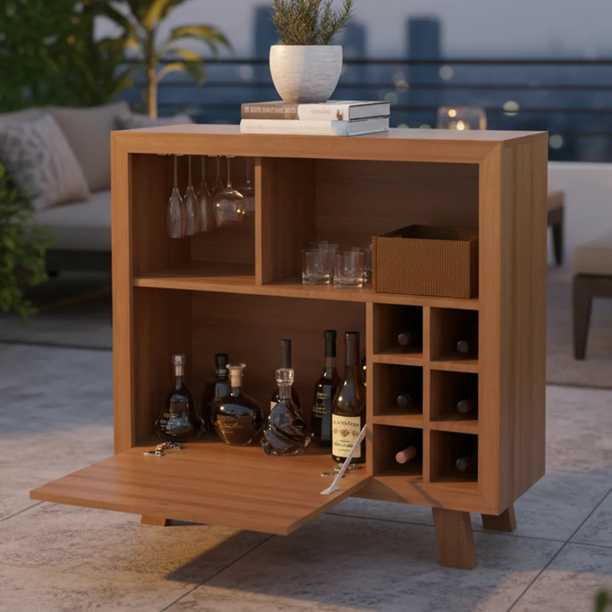 TECNOMOBILI - Mesa de Bar Adega 90x87.5x31.5 cm Almendra