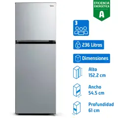 MIDEA - Refrigerador Top Freezer No Frost 236 Litros Silver MDRT346MTF50