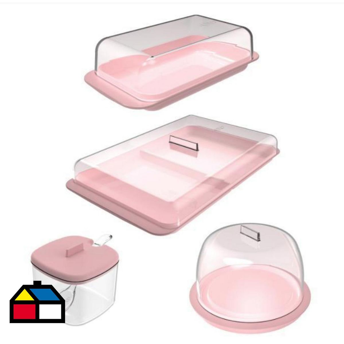 OU - Set de Contenedores Rosados Ou 4 Piezas Cocina